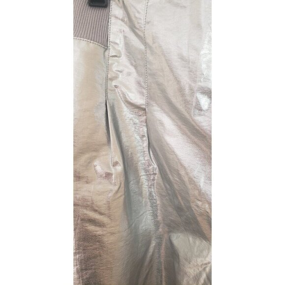 NEW FREE PEOPLE MOVEMENT MESMERIZE ME SHINE PANTS SILVER SZ SMALL - Picture 5 of 15